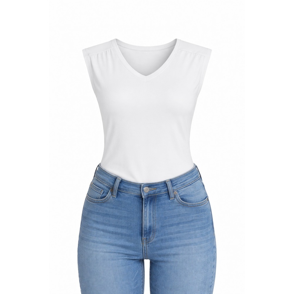 Nine West Women's White Bodysuit Size XL Sleeveless Snap Closure Stretch Knit T